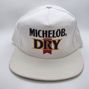 Vintage Michelob Dry Snapback‎ Hat White Made in USA Cap